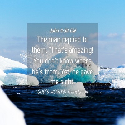 Picture 04 - John 9:30 GW - The man replied to them, “That’s amazing! You - Bible Verse Picture