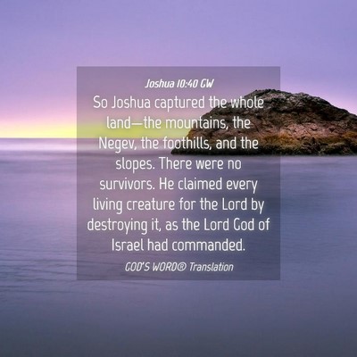 Picture 04 - Joshua 10:40 GW - So Joshua captured the whole land—the - Bible Verse Picture