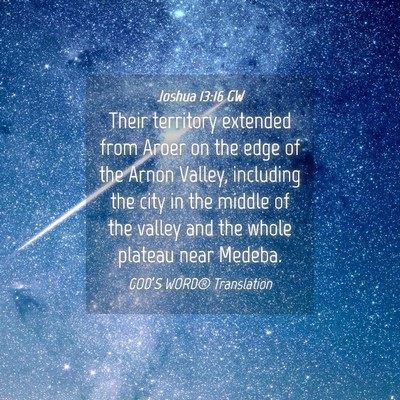 Picture 04 - Joshua 13:16 GW - Their territory extended from Aroer on the edge - Bible Verse Picture