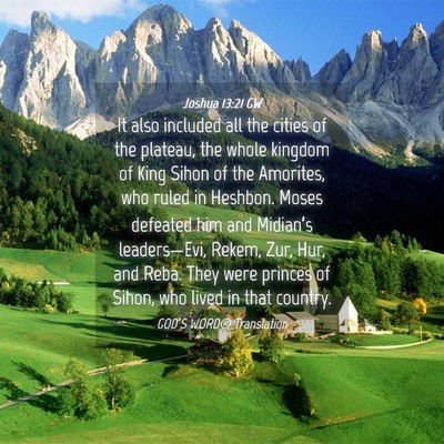 Picture 04 - Joshua 13:21 GW - It also included all the cities of the plateau, - Bible Verse Picture