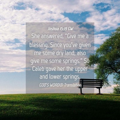 Picture 04 - Joshua 15:19 GW - She answered, “Give me a blessing. Since - Bible Verse Picture