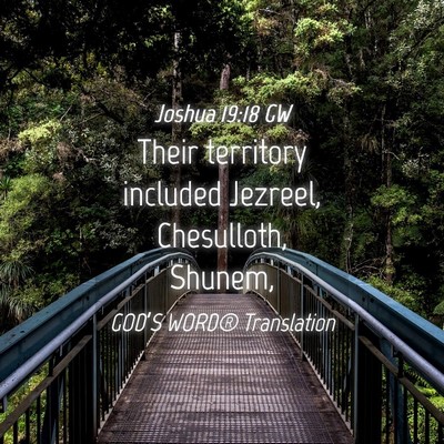 Picture 04 - Joshua 19:18 GW - Their territory included Jezreel, Chesulloth, - Bible Verse Picture