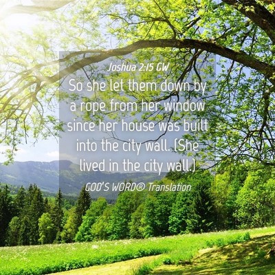 Picture 04 - Joshua 2:15 GW - So she let them down by a rope from her window - Bible Verse Picture