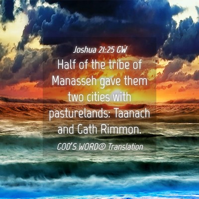 Picture 04 - Joshua 21:25 GW - Half of the tribe of Manasseh gave them two - Bible Verse Picture