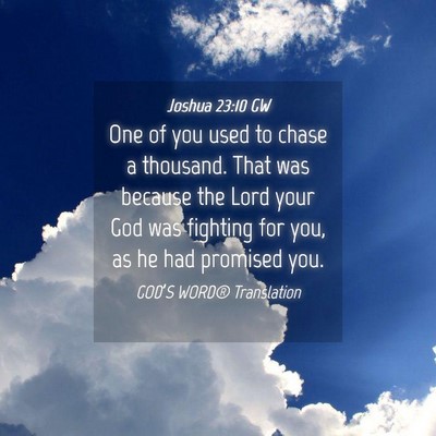 Picture 04 - Joshua 23:10 GW - One of you used to chase a thousand. That was - Bible Verse Picture