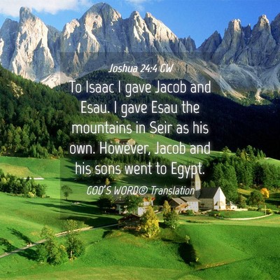 Picture 04 - Joshua 24:4 GW - To Isaac I gave Jacob and Esau. I gave Esau the - Bible Verse Picture