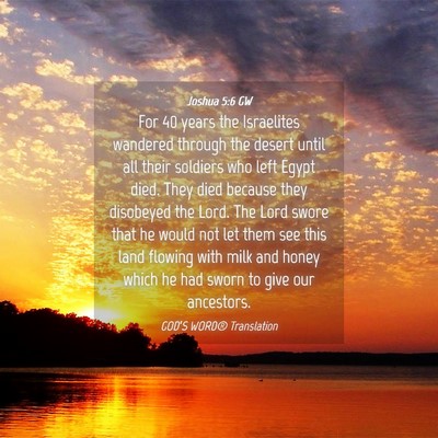 Picture 04 - Joshua 5:6 GW - For 40 years the Israelites wandered through the - Bible Verse Picture