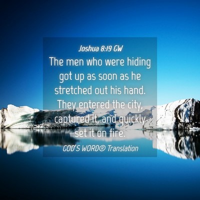 Picture 04 - Joshua 8:19 GW - The men who were hiding got up as soon as he - Bible Verse Picture