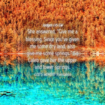 Picture 04 - Judges 1:15 GW - She answered, “Give me a blessing. Since - Bible Verse Picture
