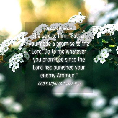 Picture 04 - Judges 11:36 GW - She said to him, “Father, you made a promise to - Bible Verse Picture