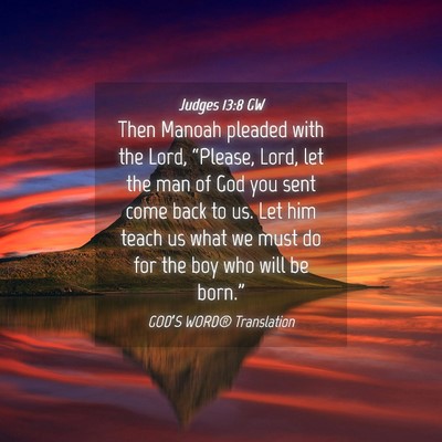 Picture 04 - Judges 13:8 GW - Then Manoah pleaded with the Lord, “Please, - Bible Verse Picture