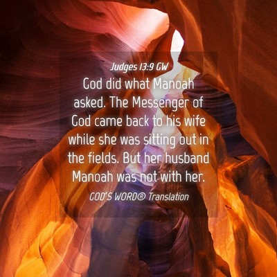 Picture 04 - Judges 13:9 GW - God did what Manoah asked. The Messenger of God - Bible Verse Picture