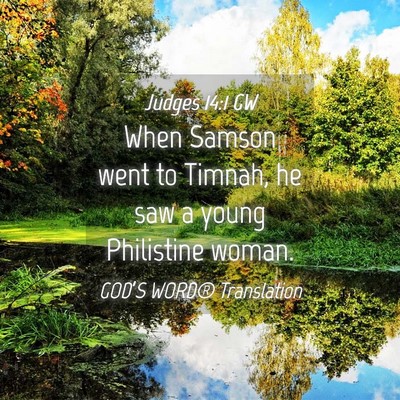 Picture 04 - Judges 14:1 GW - When Samson went to Timnah, he saw a young - Bible Verse Picture