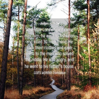 Picture 04 - Judges 14:19 GW - When the Lord’s Spirit came over him, he went - Bible Verse Picture