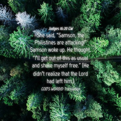 Picture 04 - Judges 16:20 GW - She said, “Samson, the Philistines are - Bible Verse Picture