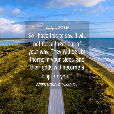 Picture 04 - Judges 2:3 GW - So I have this to say, ‘I will not force them - Bible Verse Picture