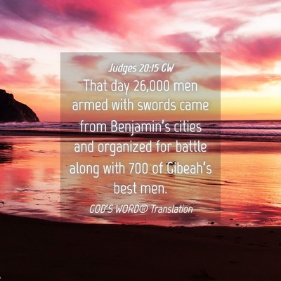Picture 04 - Judges 20:15 GW - That day 26,000 men armed with swords came from - Bible Verse Picture