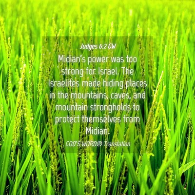 Picture 04 - Judges 6:2 GW - Midian’s power was too strong for Israel. The - Bible Verse Picture