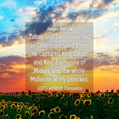 Picture 04 - Judges 8:12 GW - Zebah and Zalmunna fled as Gideon pursued them. - Bible Verse Picture