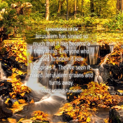 Picture 04 - Lamentations 1:8 GW - Jerusalem has sinned so much that it has become a - Bible Verse Picture