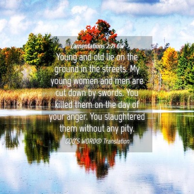 Picture 04 - Lamentations 2:21 GW - Young and old lie on the ground in the streets. - Bible Verse Picture