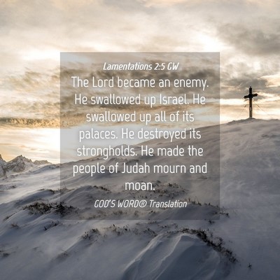Picture 04 - Lamentations 2:5 GW - The Lord became an enemy. He swallowed up Israel. - Bible Verse Picture