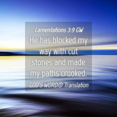 Picture 04 - Lamentations 3:9 GW - He has blocked my way with cut stones and made my - Bible Verse Picture