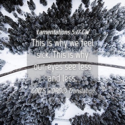 Picture 04 - Lamentations 5:17 GW - This is why we feel sick. This is why our eyes - Bible Verse Picture