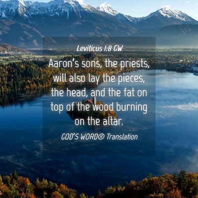 Picture 04 - Leviticus 1:8 GW - Aaron’s sons, the priests, will also lay the - Bible Verse Picture