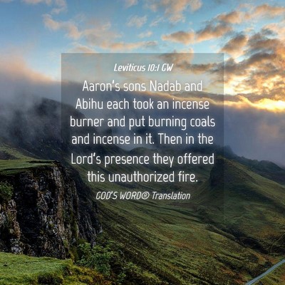 Picture 04 - Leviticus 10:1 GW - Aaron’s sons Nadab and Abihu each took an - Bible Verse Picture