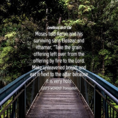 Picture 04 - Leviticus 10:12 GW - Moses told Aaron and his surviving sons Eleazar - Bible Verse Picture