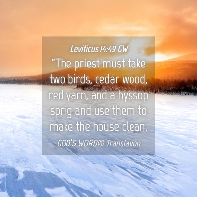 Picture 04 - Leviticus 14:49 GW - “The priest must take two birds, cedar wood, - Bible Verse Picture