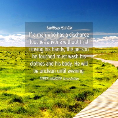 Picture 04 - Leviticus 15:11 GW - If a man who has a discharge touches anyone - Bible Verse Picture