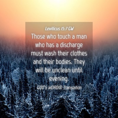Picture 04 - Leviticus 15:7 GW - Those who touch a man who has a discharge must - Bible Verse Picture