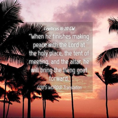 Picture 04 - Leviticus 16:20 GW - “When he finishes making peace with the Lord at - Bible Verse Picture