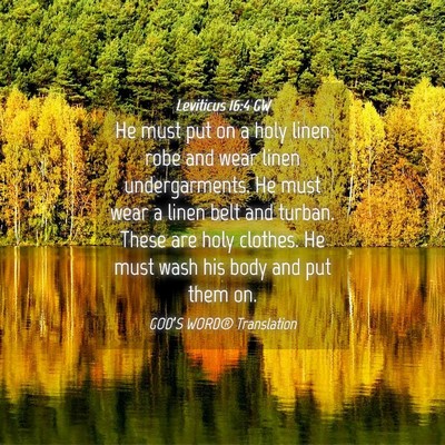 Picture 04 - Leviticus 16:4 GW - He must put on a holy linen robe and wear linen - Bible Verse Picture