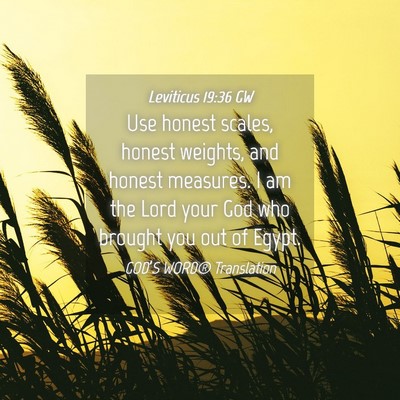 Picture 04 - Leviticus 19:36 GW - Use honest scales, honest weights, and honest - Bible Verse Picture
