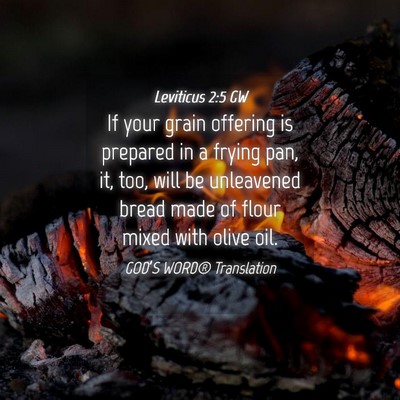 Picture 04 - Leviticus 2:5 GW - If your grain offering is prepared in a frying - Bible Verse Picture
