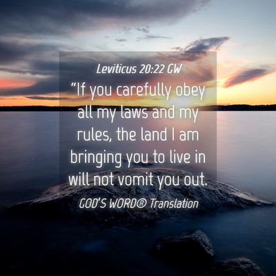 Picture 04 - Leviticus 20:22 GW - “If you carefully obey all my laws and my - Bible Verse Picture
