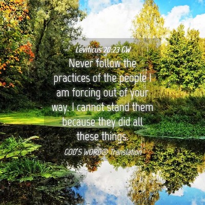Picture 04 - Leviticus 20:23 GW - Never follow the practices of the people I am - Bible Verse Picture