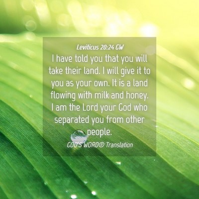 Picture 04 - Leviticus 20:24 GW - I have told you that you will take their land. I - Bible Verse Picture