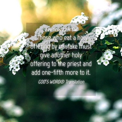 Picture 04 - Leviticus 22:14 GW - “Those who eat a holy offering by mistake must - Bible Verse Picture