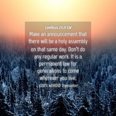 Picture 04 - Leviticus 23:21 GW - Make an announcement that there will be a holy - Bible Verse Picture