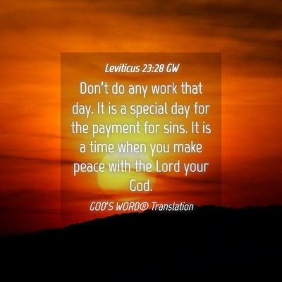 Picture 04 - Leviticus 23:28 GW - Don’t do any work that day. It is a special day - Bible Verse Picture
