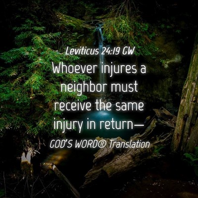 Picture 04 - Leviticus 24:19 GW - Whoever injures a neighbor must receive the same - Bible Verse Picture