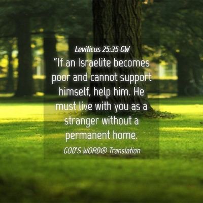 Picture 04 - Leviticus 25:35 GW - “If an Israelite becomes poor and cannot - Bible Verse Picture