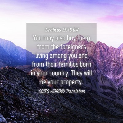 Picture 04 - Leviticus 25:45 GW - You may also buy them from the foreigners living - Bible Verse Picture