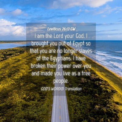 Picture 04 - Leviticus 26:13 GW - I am the Lord your God. I brought you out of - Bible Verse Picture