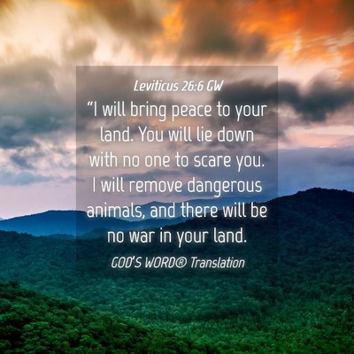 Picture 04 - Leviticus 26:6 GW - “I will bring peace to your land. You will lie - Bible Verse Picture