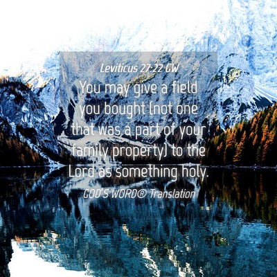 Picture 04 - Leviticus 27:22 GW - You may give a field you bought (not one that was - Bible Verse Picture